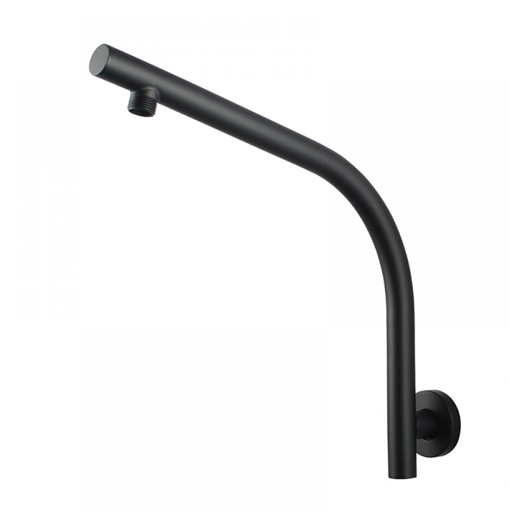 OPAL ROUND BLACK GOOSENECK WALL MOUNT SHOWER ARM 330MM - The Tile Collection™