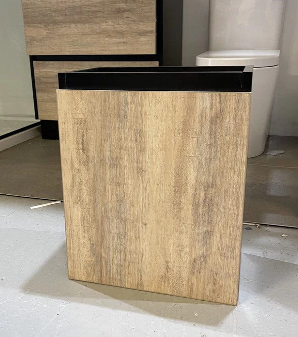 PICCOLO 400MM BLACK & LIGHT OAK PLYWOOD WALL HUNG VANITY - The Tile Collection™