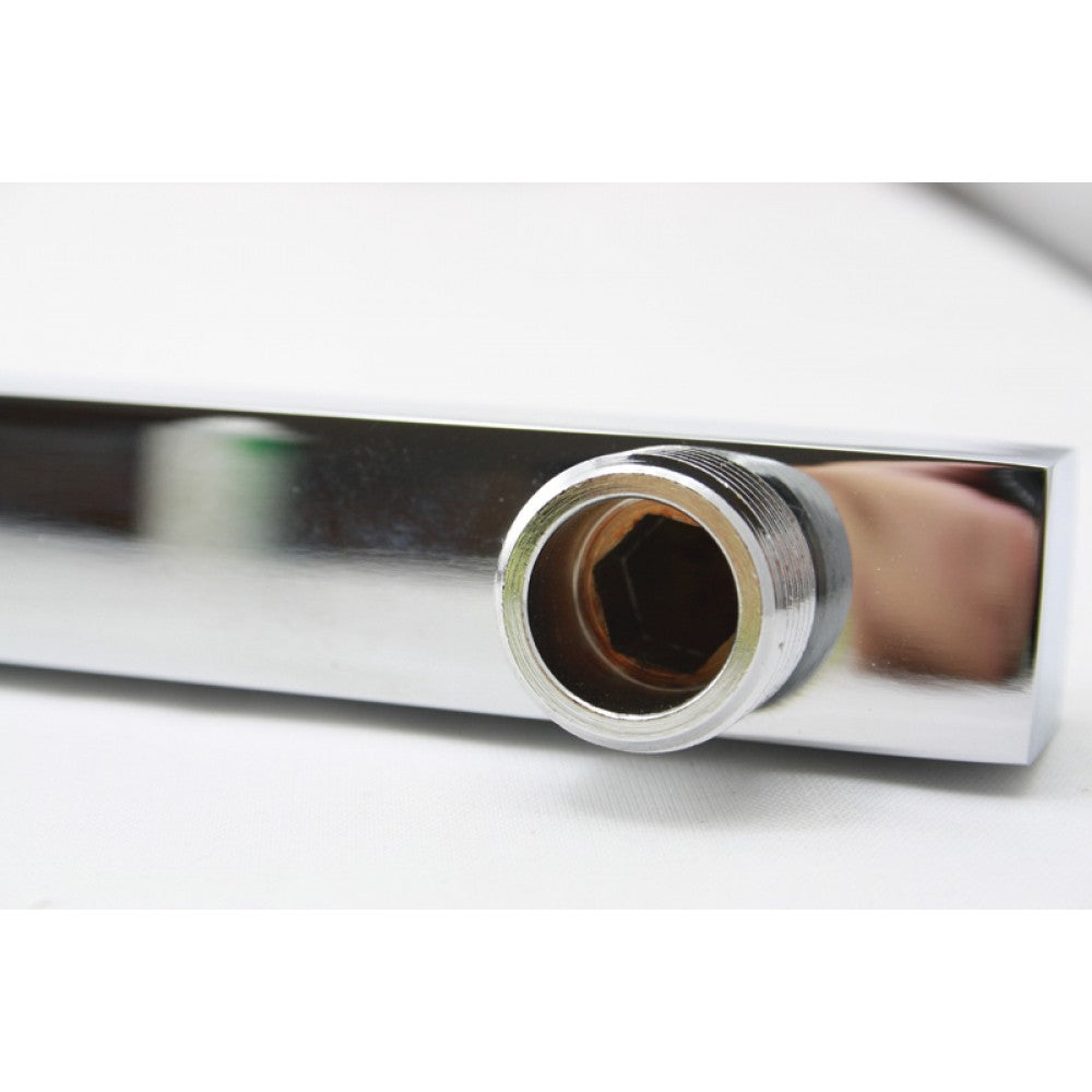 SWIVEL SQUARE SLIM CHROME WALL MOUNT SHOWER ARM 400MM - The Tile Collection™