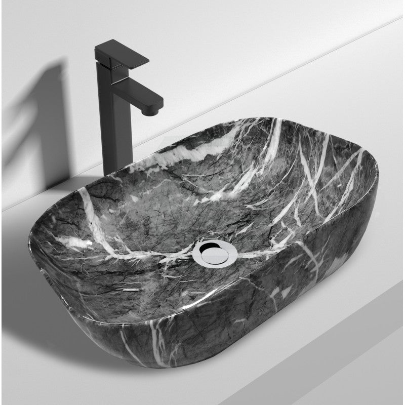MARQUINA BLACK MARBLE LOOK CERAMIC ART BASIN