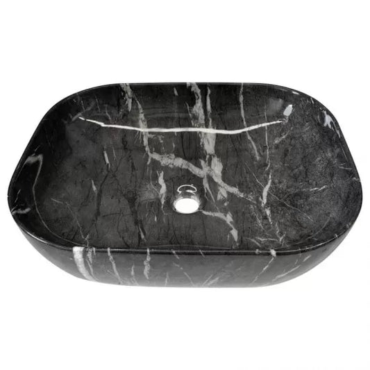 MARQUINA BLACK MARBLE LOOK CERAMIC ART BASIN