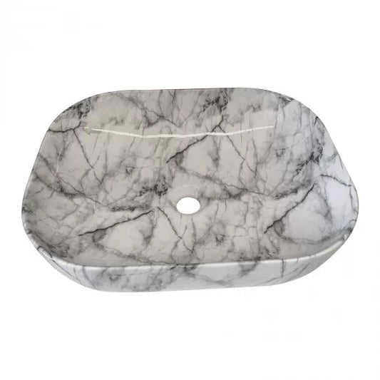 CALCUTTA WHITE MARBLE LOOK CERAMIC ART BASIN