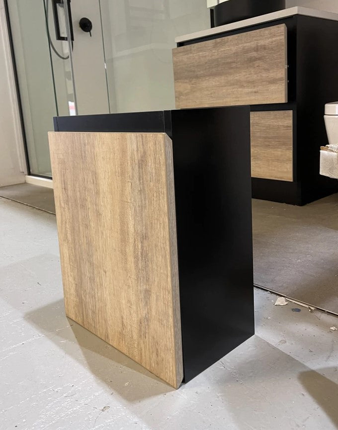 PICCOLO 400MM BLACK & LIGHT OAK PLYWOOD WALL HUNG VANITY - The Tile Collection™