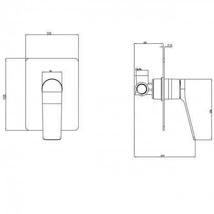 ELEGANCE SLIM SHOWER MIXER - CHROME, MATTE BLACK & BRUSHED GUNMETAL - The Tile Collection™