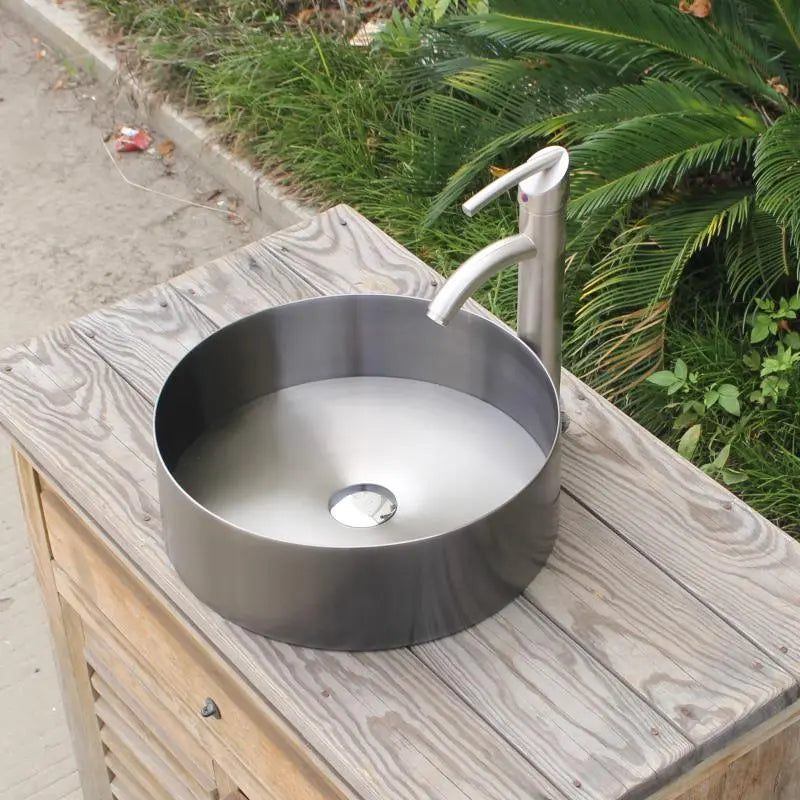 OPAL 400MM ROUND STAINLESS STEEL VESSEL BASIN - BRUSHED STAINLESS