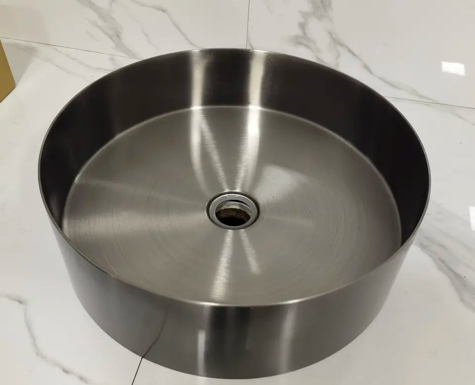 OPAL 400MM ROUND STAINLESS STEEL VESSEL BASIN - BRUSHED GUNMETAL