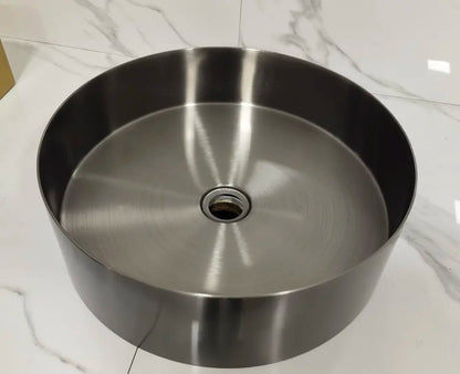 OPAL 400MM ROUND STAINLESS STEEL VESSEL BASIN - BRUSHED GUNMETAL