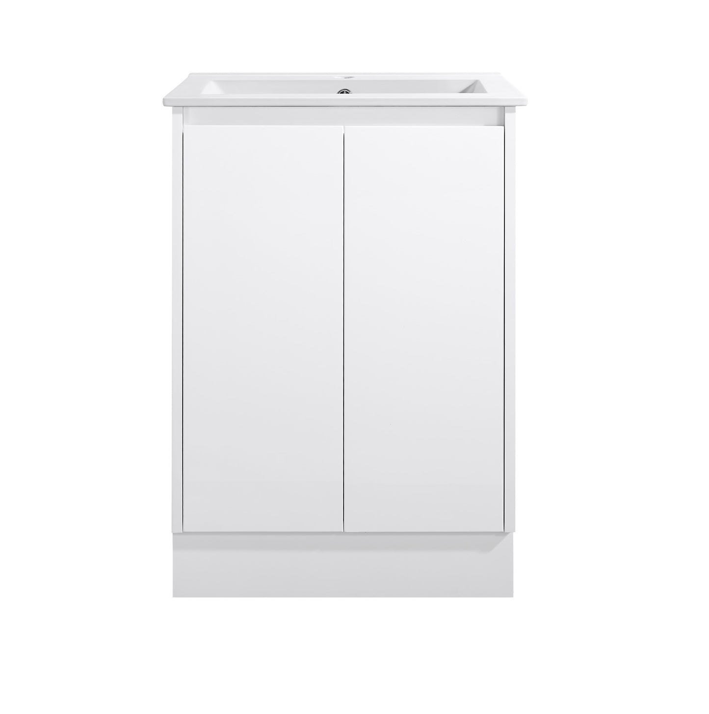 600MM PVC WATERPROOF VANITY GLOSS WHITE FLOORSTANDING WITH CERAMIC TOP