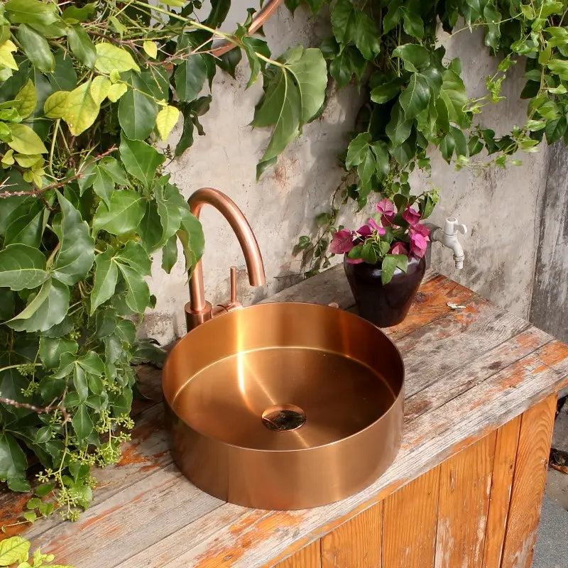 OPAL 400MM ROUND STAINLESS STEEL VESSEL BASIN - BRUSHED COPPER