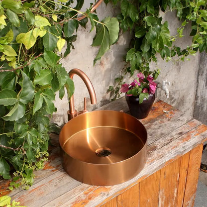 OPAL 400MM ROUND STAINLESS STEEL VESSEL BASIN - BRUSHED COPPER