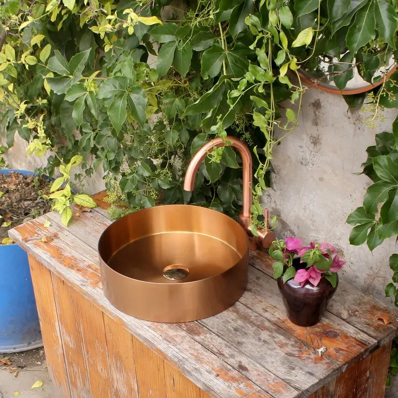 OPAL 400MM ROUND STAINLESS STEEL VESSEL BASIN - BRUSHED COPPER