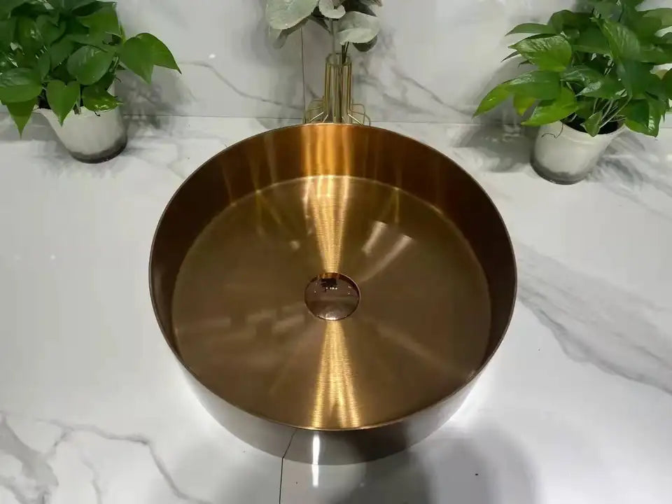 OPAL 400MM ROUND STAINLESS STEEL VESSEL BASIN - BRUSHED COPPER