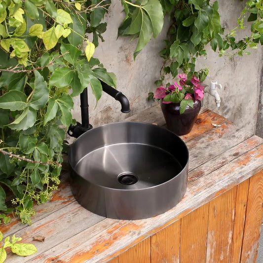 OPAL 400MM ROUND STAINLESS STEEL VESSEL BASIN - BRUSHED GUNMETAL