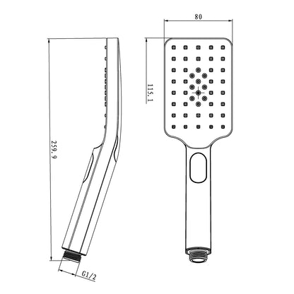 FUSION SQUARE TWIN RAINFALL SHOWER COLUMN WITH UNIVERSAL WATER INLET - 5 COLOURS