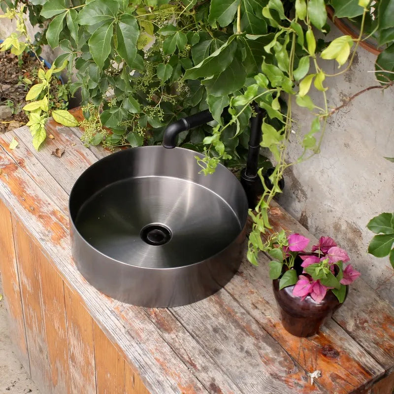 OPAL 400MM ROUND STAINLESS STEEL VESSEL BASIN - BRUSHED GUNMETAL