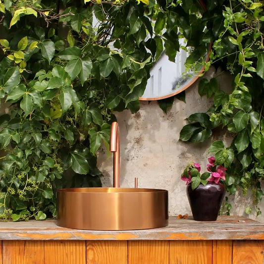 OPAL 400MM ROUND STAINLESS STEEL VESSEL BASIN - BRUSHED COPPER
