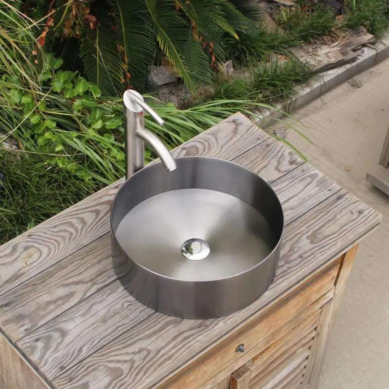 OPAL 400MM ROUND STAINLESS STEEL VESSEL BASIN - BRUSHED STAINLESS
