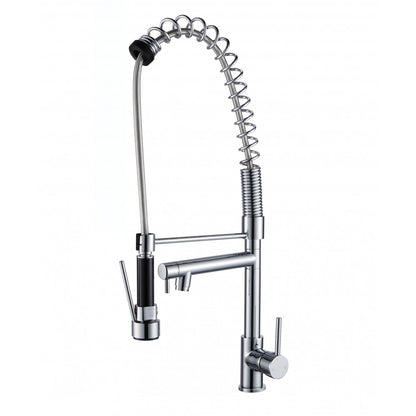 MODA BLACK & CHROME SPRING COMMERCIAL TWIN SPOUT KITCHEN MIXER - The Tile Collection™
