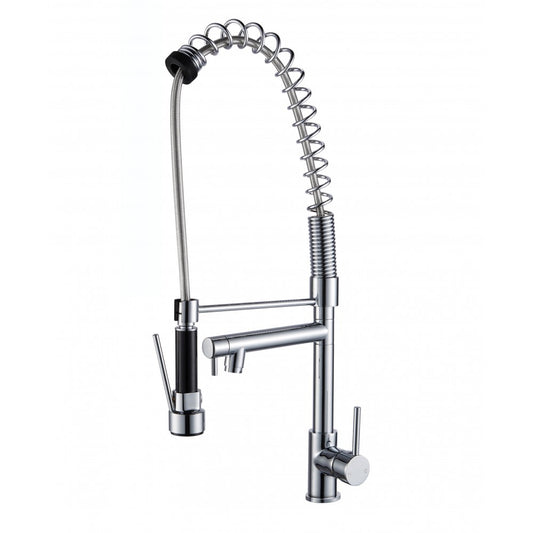 MODA BLACK & CHROME SPRING COMMERCIAL TWIN SPOUT KITCHEN MIXER - The Tile Collection™