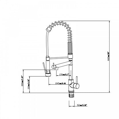 MODA BLACK & CHROME SPRING COMMERCIAL TWIN SPOUT KITCHEN MIXER - The Tile Collection™