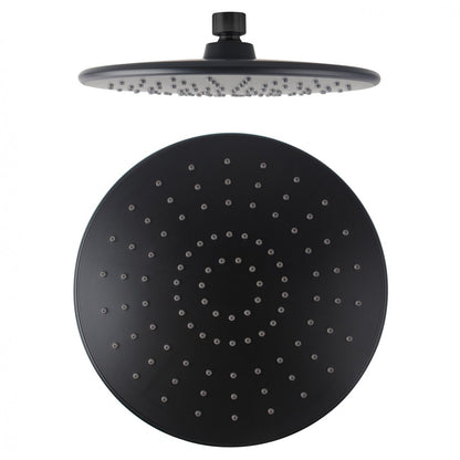 BLACK ROUND RAINFALL SHOWER HEAD 230MM