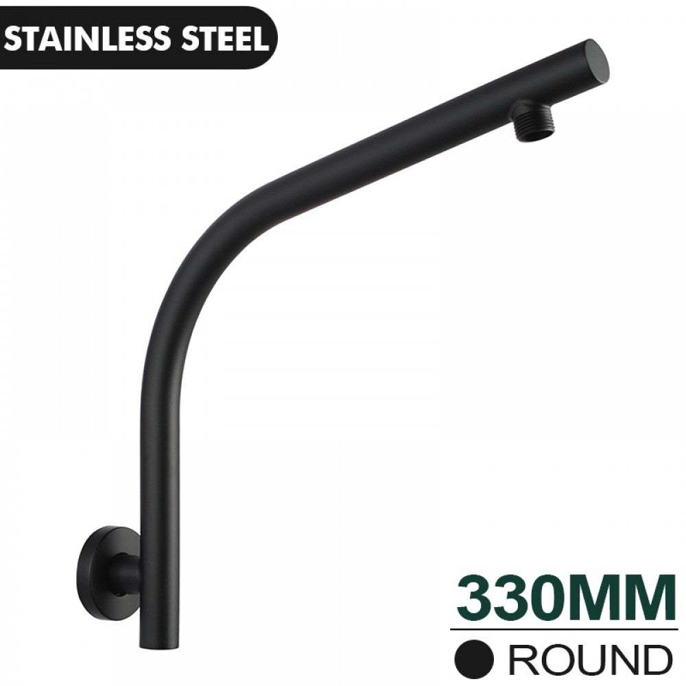 OPAL ROUND BLACK GOOSENECK WALL MOUNT SHOWER ARM 330MM - The Tile Collection™