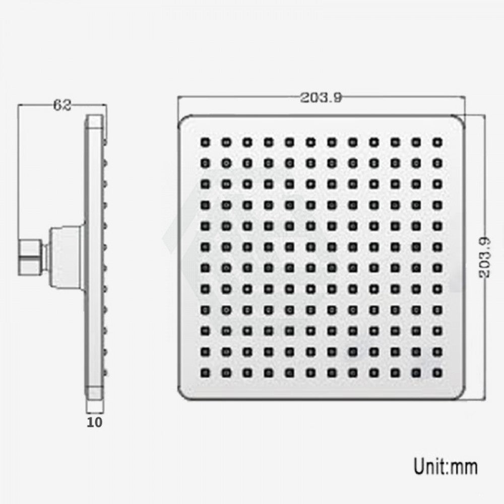 FUSION SQUARE ABS RAINFALL SHOWER HEAD 200mm - 2 COLOURS