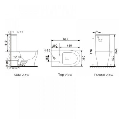 CODE OVERHEIGHT TORNADO BTW TOILET SUITE 665x360x840mm