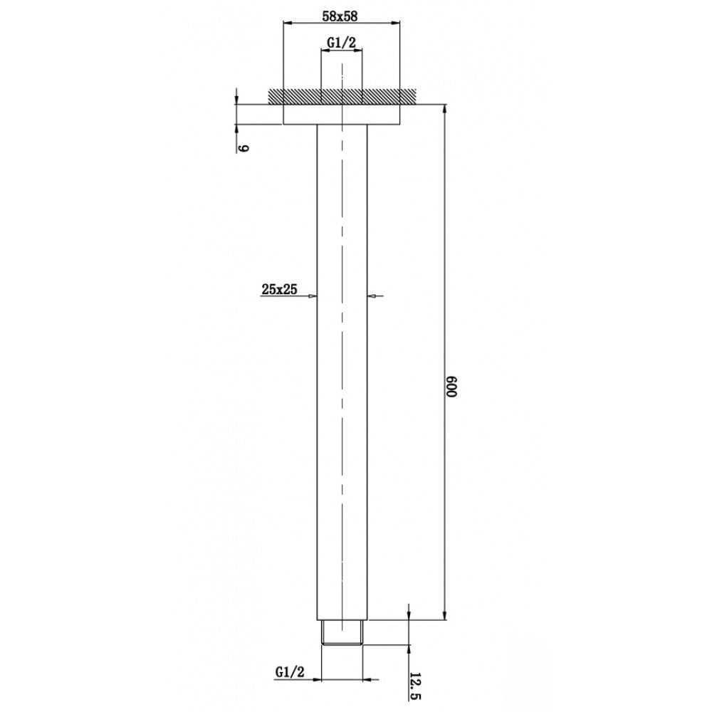 FUSION SQUARE CEILING SHOWER ARM - 2 COLOURS - The Tile Collection™