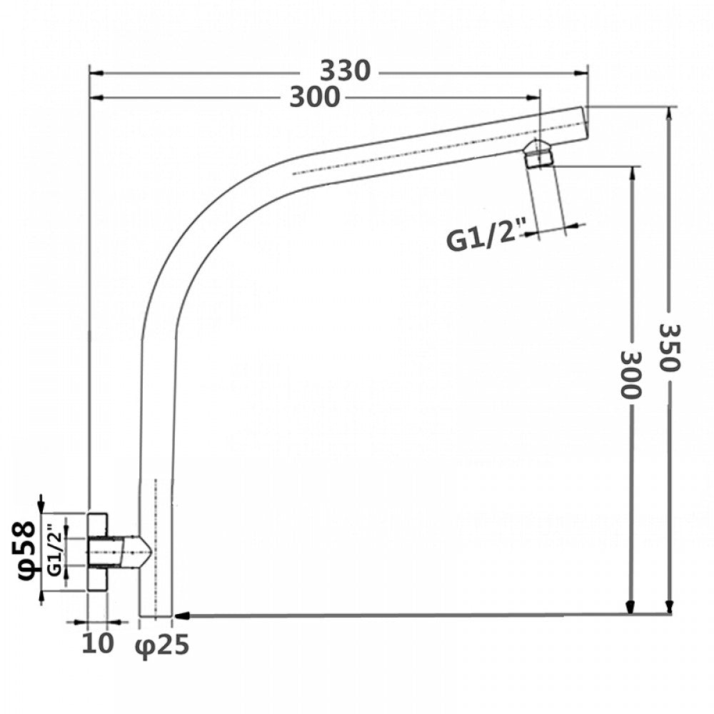 OPAL ROUND BLACK GOOSENECK WALL MOUNT SHOWER ARM 330MM - The Tile Collection™