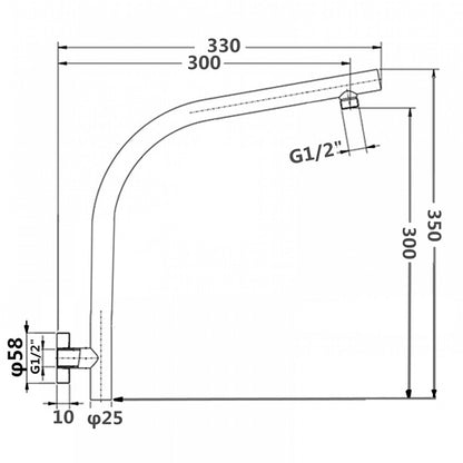 OPAL ROUND BLACK GOOSENECK WALL MOUNT SHOWER ARM 330MM - The Tile Collection™