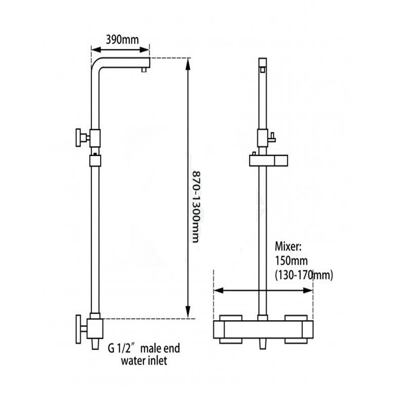 FUSION SQUARE RAIN SHOWER SET WITH THERMOSTATIC MIXER - CHROME