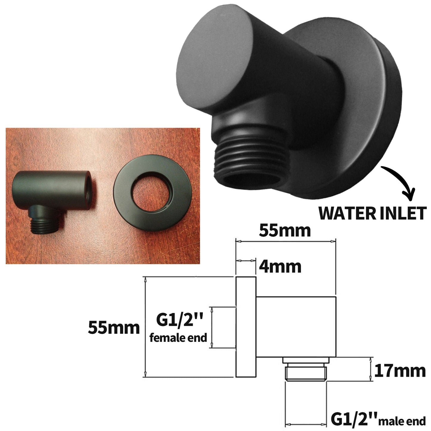 OPAL BLACK ROUND SHOWER SLIDE WITH 3 FUNCTION HANDHELD SHOWER - The Tile Collection™
