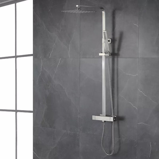 FUSION SQUARE RAIN SHOWER SET WITH THERMOSTATIC OUTER MIXER - CHROME