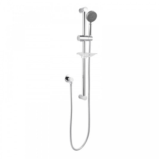 OPAL ROUND CHROME SHOWER SLIDE WITH SOAP DISH AND 5 FUNCTION HANDHELD SHOWER