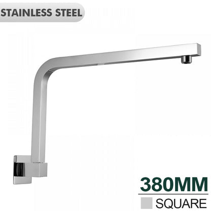 SWIVEL SQUARE SLIM CHROME WALL MOUNT SHOWER ARM 400MM - The Tile Collection™