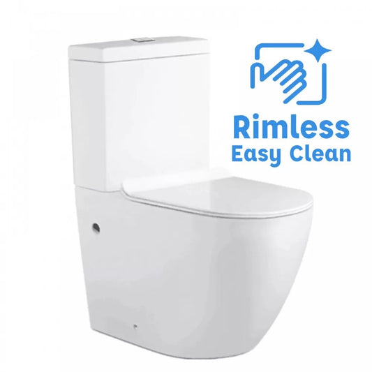 SOHO RIMLESS GLOSS WHITE BACK TO WALL TOILET SUITE 690*370*830mm