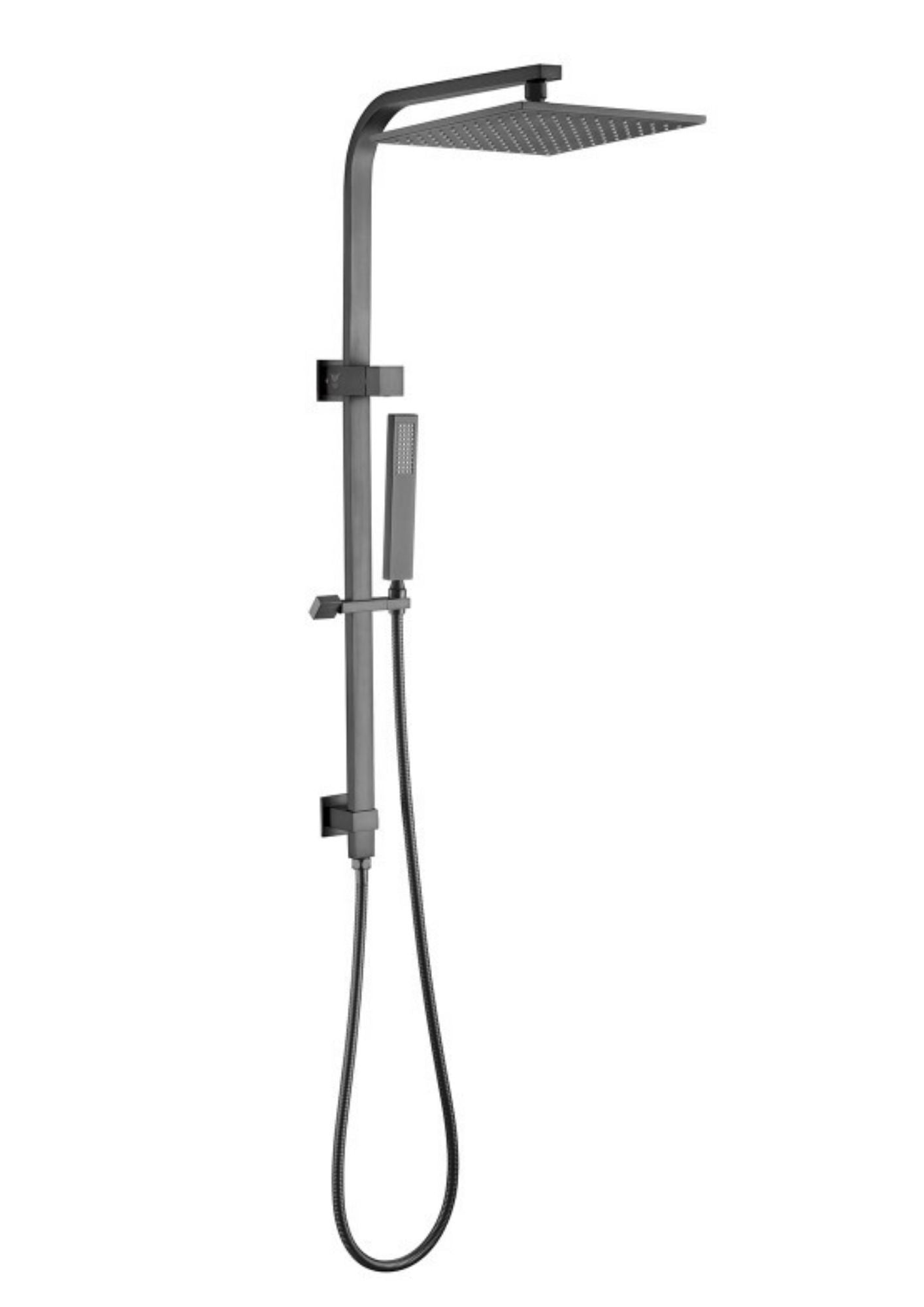 FUSION PREMIUM SQUARE RAIL DUAL RAIN SHOWER COLUMN - BRUSHED GUNMETAL GREY - The Tile Collection™