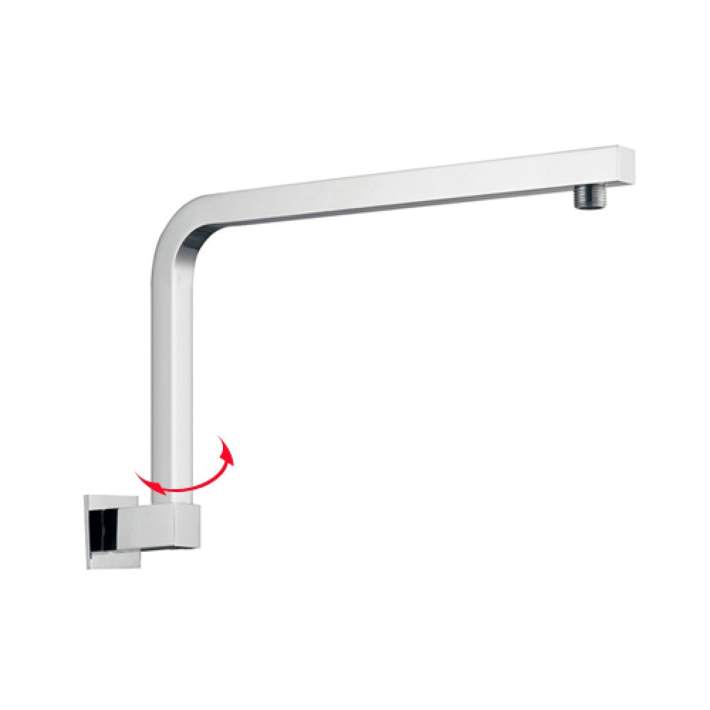 SWIVEL SQUARE SLIM CHROME WALL MOUNT SHOWER ARM 400MM - The Tile Collection™