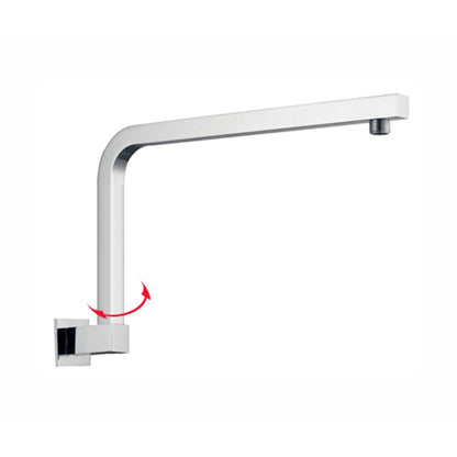 SWIVEL SQUARE SLIM CHROME WALL MOUNT SHOWER ARM 400MM - The Tile Collection™